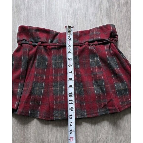 Red Plaid Mini Skort High Waist Pleated Built In Shorts Womens L - Picture 5 of 10